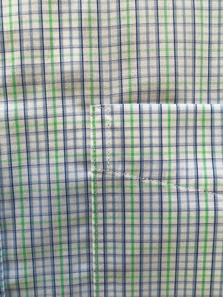 Wrinkle-Free Button Down - Blue and Green Tattersall