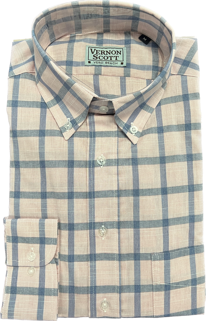 Wrinkle-Free Button Down - Large Windowpane               MULTIPLE COLORS