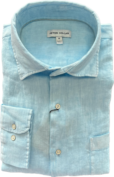 Linen Spread Collar Shirt - Coastal Garment Dyed Sport Shirt