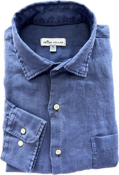 Linen Spread Collar Shirt - Coastal Garment Dyed Sport Shirt