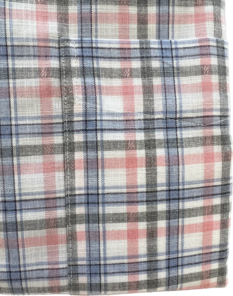 Wrinkle Free Button Down - slubby pink/blue/gray windowpane