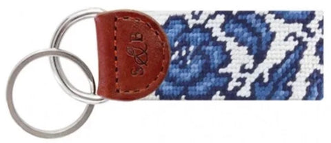 Blue Canton Needlepoint Key Fob