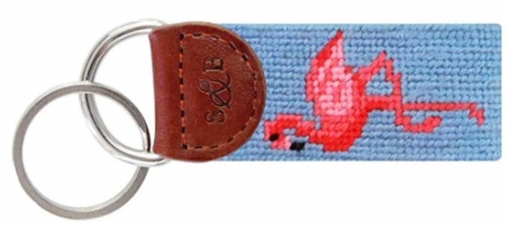 Flamingo Needlepoint Key Fob
