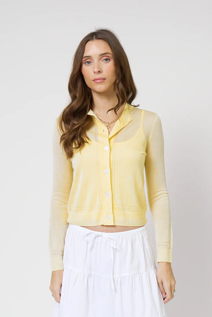 Central Park West Sheer Pointelle Cropped Cardigan
