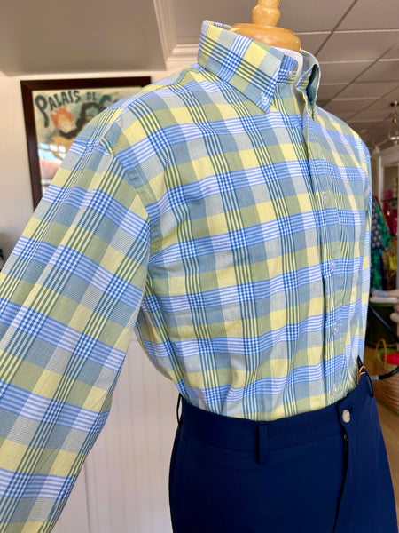 Wrinkle-Free Button Down - Blue/Yellow Glen Plaid