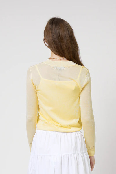 Central Park West Sheer Pointelle Cropped Cardigan