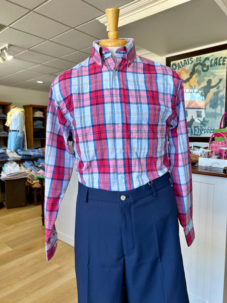 Wrinkle Free Button Down - Patriotic Tartan Plaid