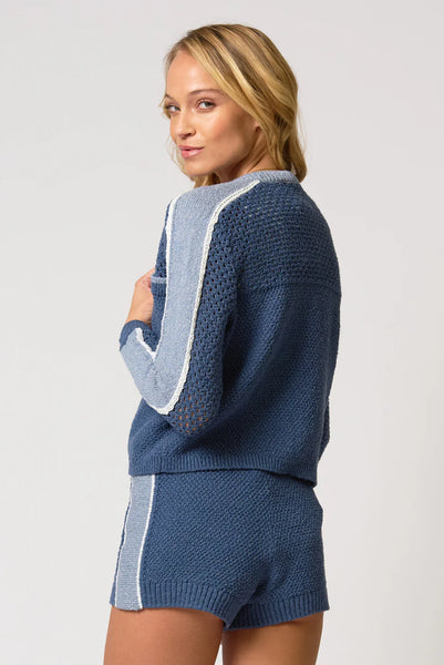 Central Park West Raya Mixed Stitch Zip Cardigan