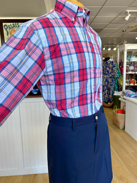 Wrinkle Free Button Down - Patriotic Tartan Plaid