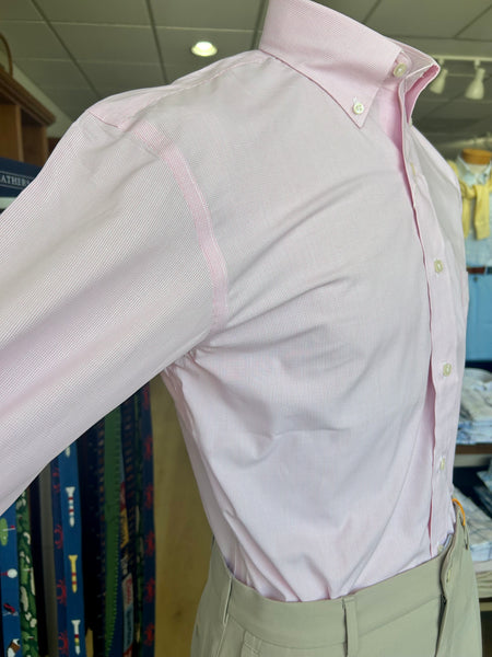 Wrinkle Free Button Down - subtle Pink Windowpane