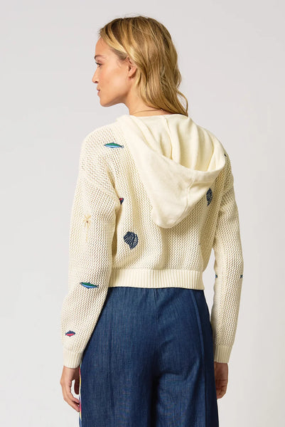 Central Park West Eden Palm Tree Mesh Cardigan