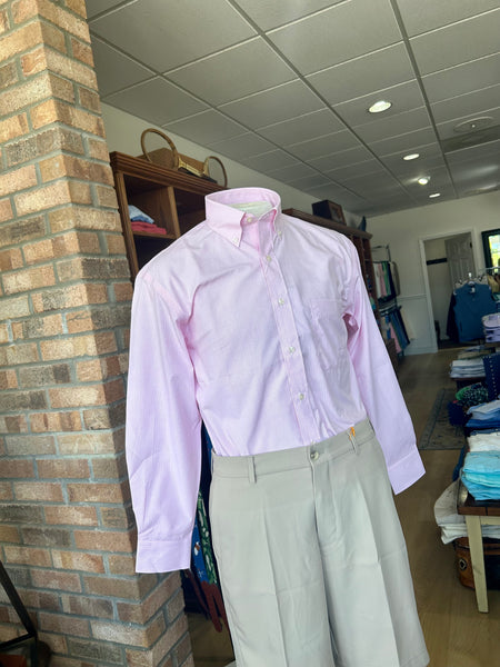 Wrinkle Free Button Down - subtle Pink Windowpane