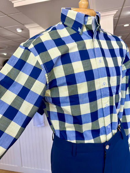 Wrinkle Free Button Down - Yellow/Blue Buffalo Plaid