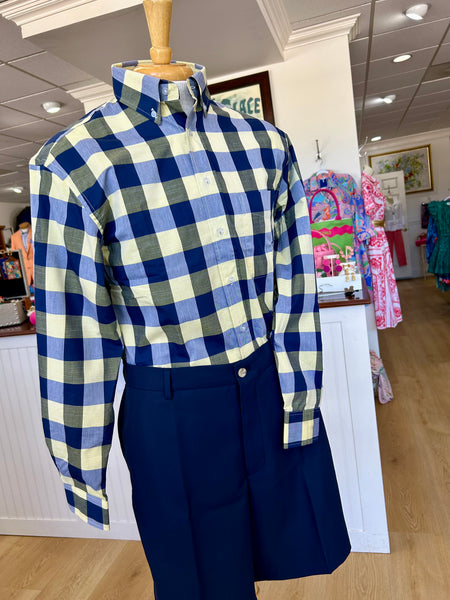 Wrinkle Free Button Down - Yellow/Blue Buffalo Plaid
