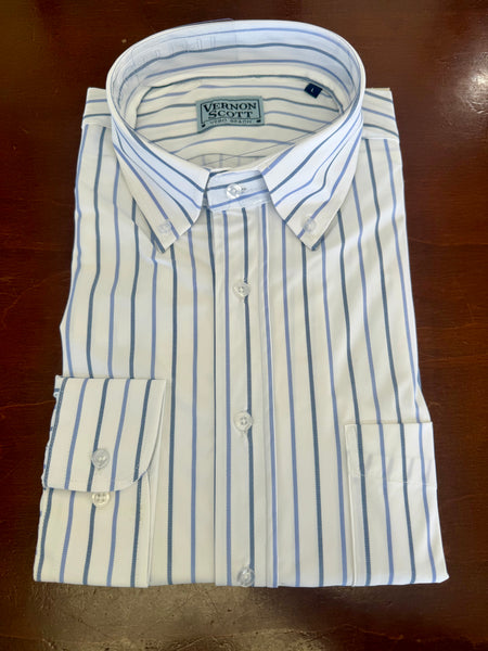 Wrinkle Free Button Down - Striped Poplin          MULTIPLE COLORS