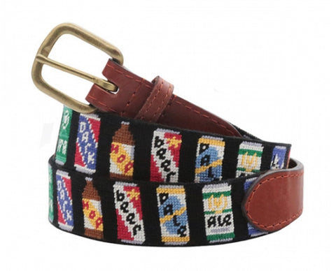 Beer Cans Needlepoint Belt