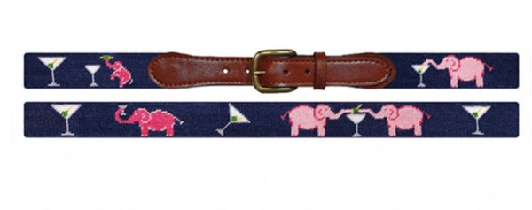 Elephant Martini Needlepoint Belt