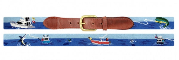 Offshore Fishing Needlepoint Belt