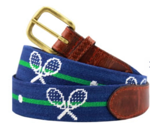 Crossed Rackets Needlepoint Belt