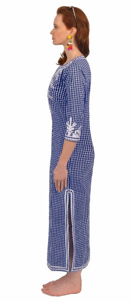 Reef Caftan in Navy and White Gingham