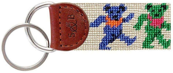 Dancing Bears Needlepoint Key Fob