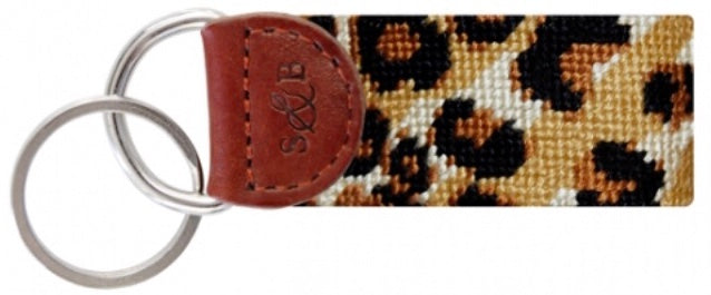 Leopard Print Needlepoint Key Fob