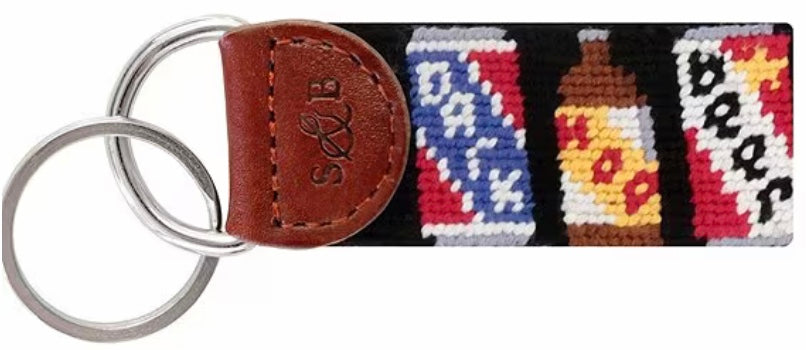 Beer Cans Needlepoint Key Fob