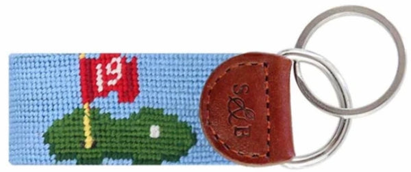 Beverage Cart Needlepoint Key Fob