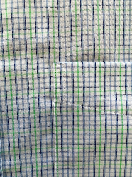 Wrinkle-Free Button Down - Blue and Green Tattersall