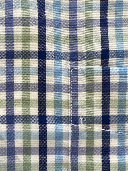 Wrinkle Free Button Down - Blue Multi and Green Windowpane