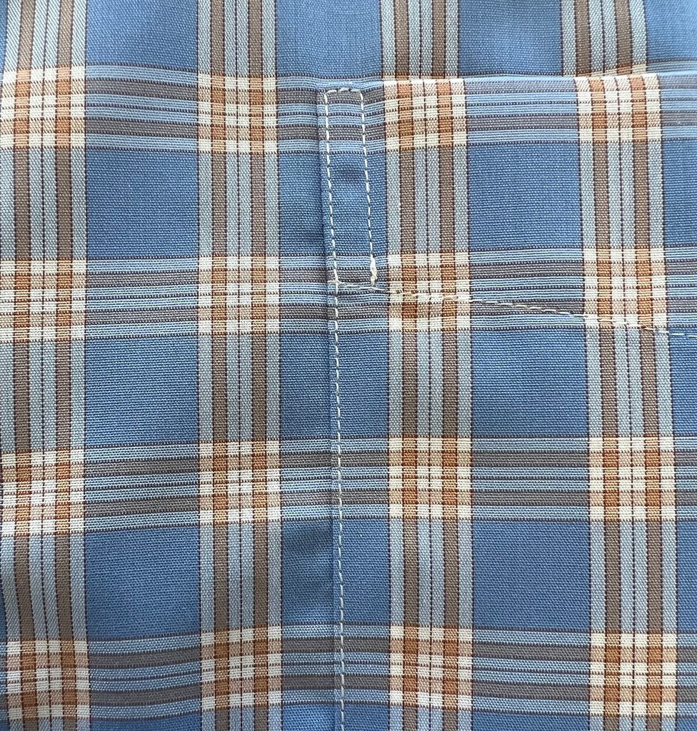 Wrinkle Free Button Down - blue with orange tattersall