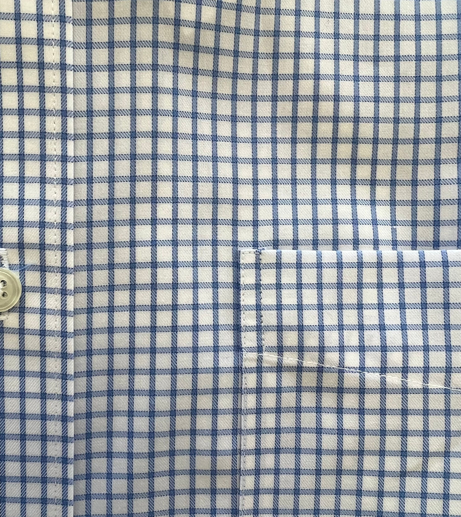 Wrinkle Free Button Down - small blue windowpane             MULTIPLE COLORS