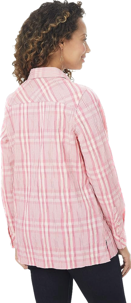 Journey LS Tonal Plaid Shirt in Pink Sky