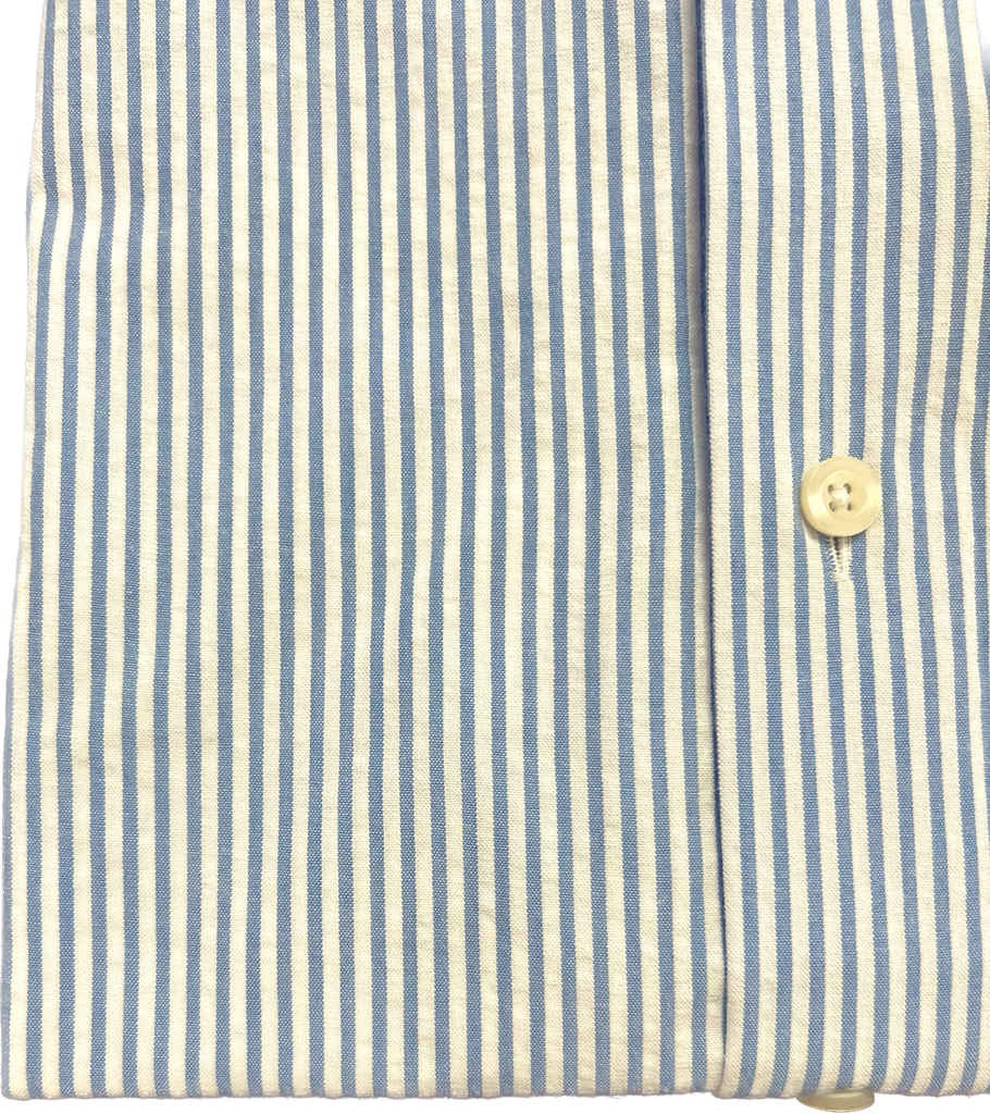Wrinkle-Free Button Down - Blue Seersucker Stripe
