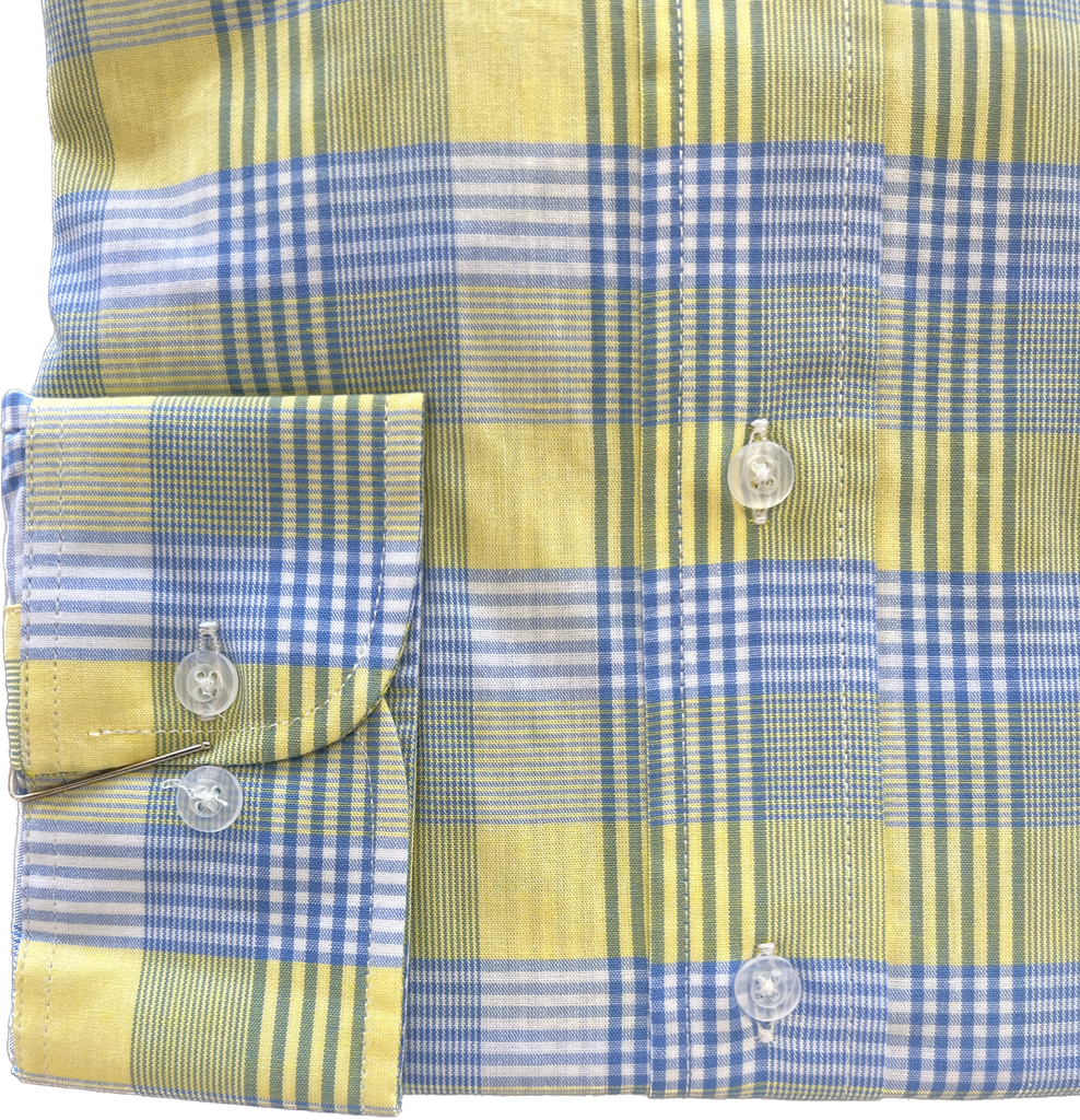 Wrinkle-Free Button Down - Blue/Yellow Glen Plaid