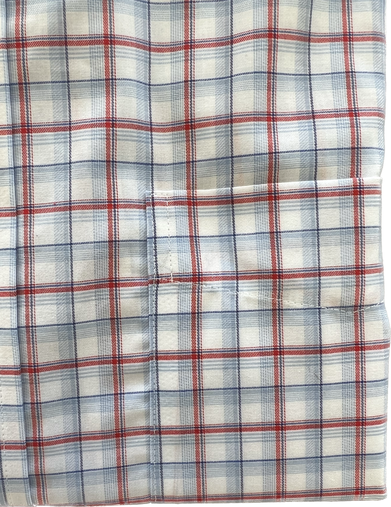 Wrinkle Free Button Down - red, white, and blue tattersall