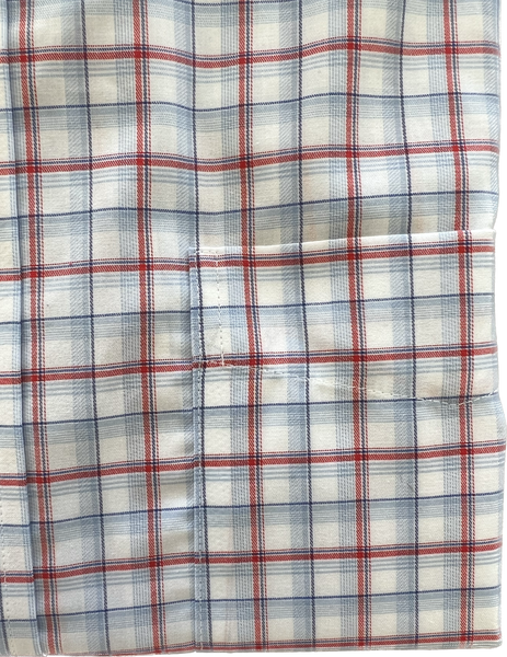 Wrinkle Free Button Down - red, white, and blue tattersall