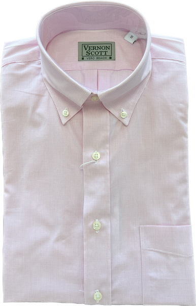 Wrinkle Free Button Down - subtle Pink Windowpane