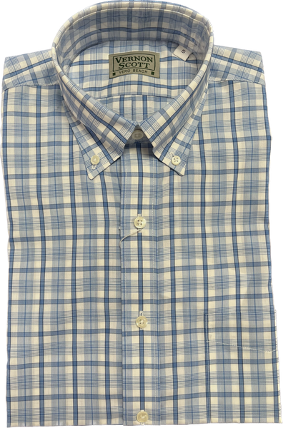 Wrinkle-Free Button Down - Blue Tattersall Windowpane