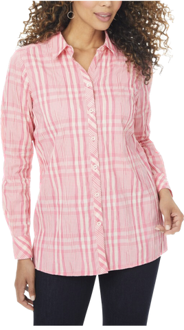 Journey LS Tonal Plaid Shirt in Pink Sky