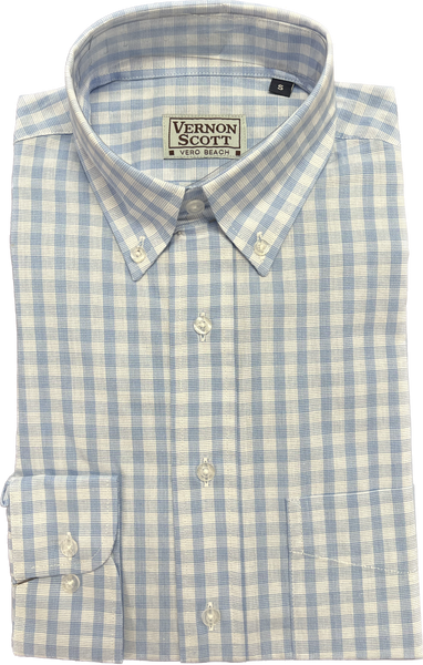 Wrinkle-Free Button Down - Blue Tattersall