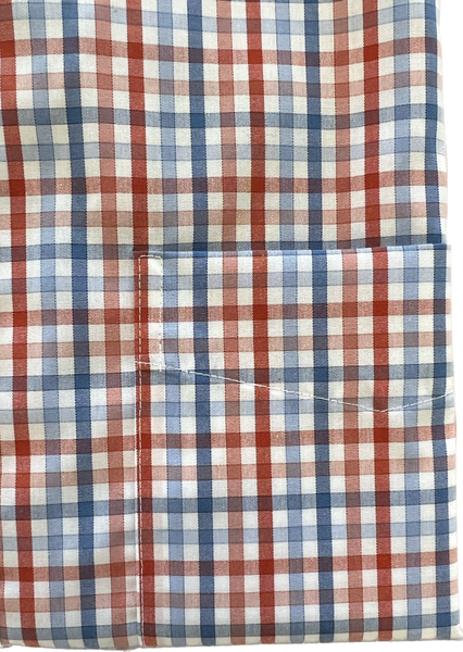 Wrinkle Free Button Down - orange and blue plaid