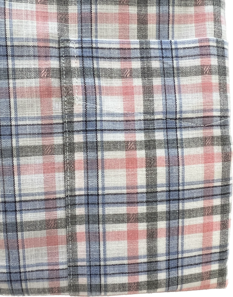 Wrinkle Free Button Down - slubby pink/blue/gray windowpane