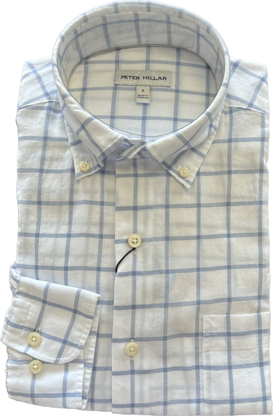 Summer Soft Cotton Sport  Shirt - Blue Windowpane