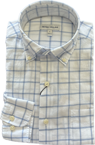 Summer Soft Cotton Sport  Shirt - Blue Windowpane