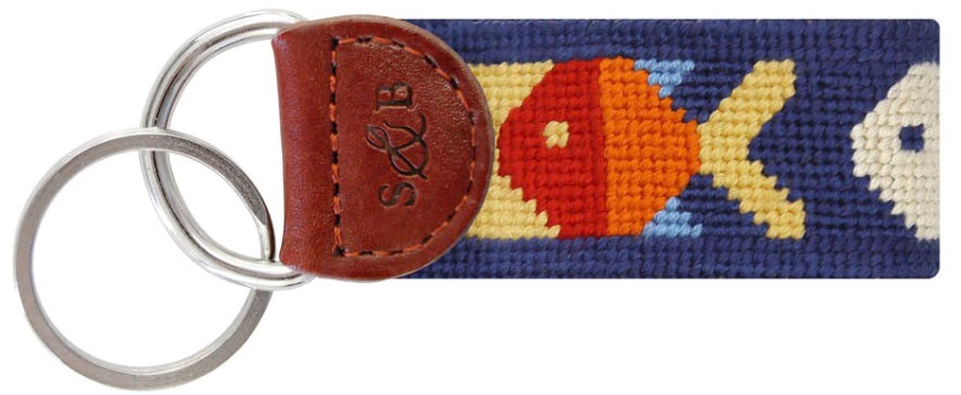 Pompano Needlepoint Key Fob