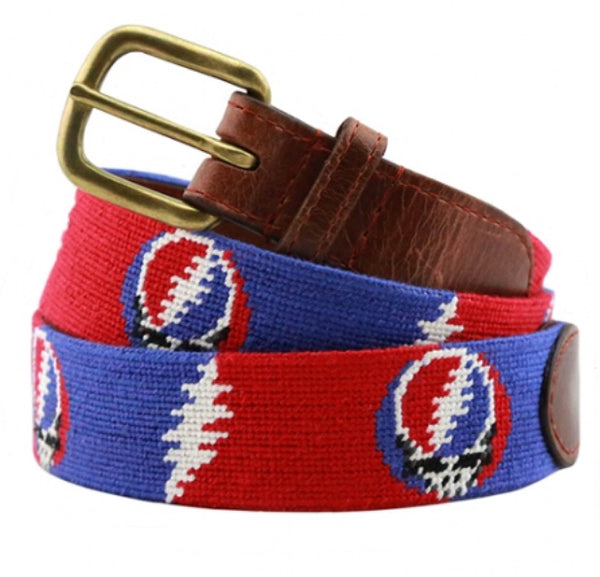 Steal Your Face Bolts Needlepoint Belt