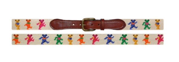 Dancing Bears Oatmeal Needlepoint Belt