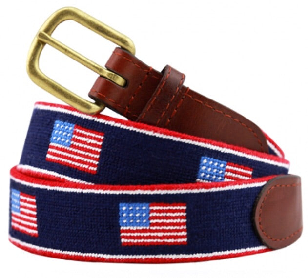 American Flag Stripe Needlepoint Belt