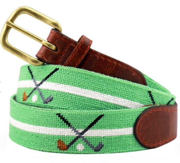 Crossed Clubs Needlepoint Belt